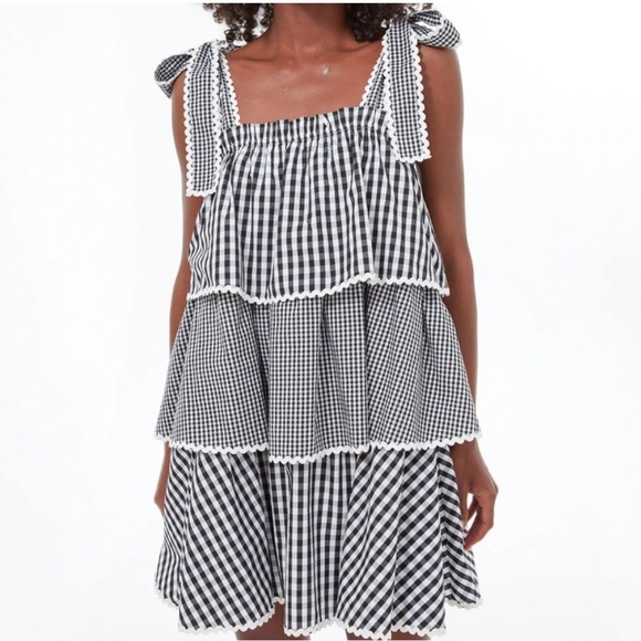 NWT TUCKERNUCK X HYACINTH HOUSE gingham Donna dress XS - Picture 5 of 8